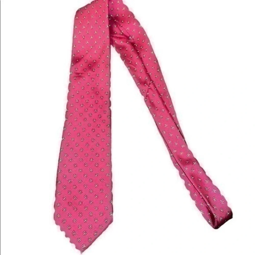 Tattersall Pink Floral 100% Silk Necktie Classic Men’s Tie